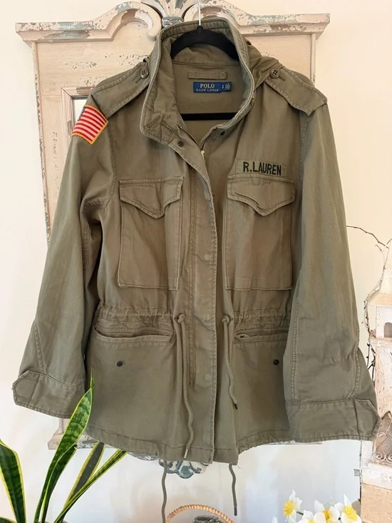 Ralph Lauren S Olive Green Military-Style Jacket with R.L. Patch - Picture 1 of 8